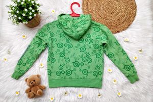 Green Graphic Print Zip-Up Hoodie