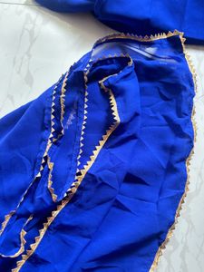 Royal Blue Flowy Ethnic Gown with dupatta