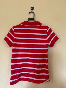 Red &amp; White Striped Polo Shirt