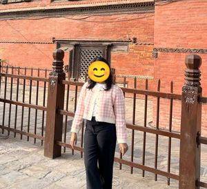 Pink Gingham Cardigan Sweater
