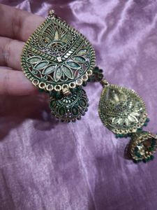Green Jhumka Earrings