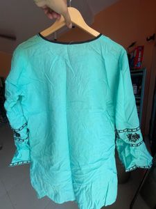 Beautiful Teal Kurta with Black Embroidery