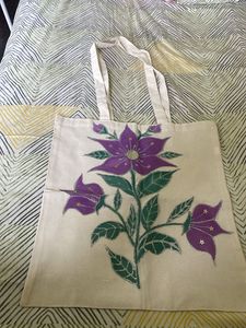 Hand-Painted Floral Tote Bag