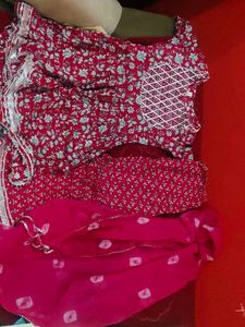 pink Floral Kurta Set with Dupatta