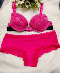 Hot Pink Lace Bra & Panty Set