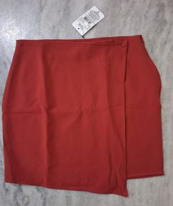 Chic Rust-Colored Wrap Skirt