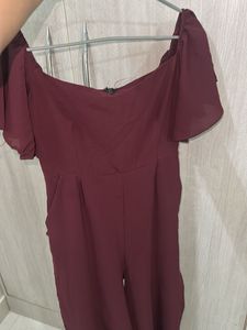 Chic Maroon Off-Shoulder Jumpsuit