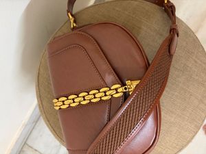 Stylish Brown Shoulder Bag with Gold Chain Detail