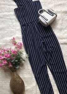Navy Striped Jumpsuit