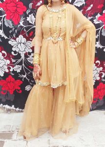 light weight Beige Sharara Set