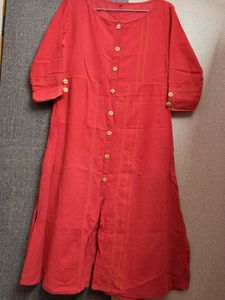 Red Button-Up Anarkali Kurta