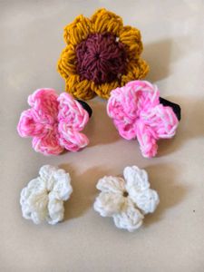 Handmade Crochet Flower Hair Ties