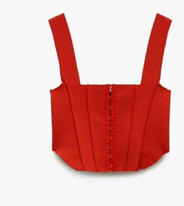 ZARA RED KNIT CORSET TOP