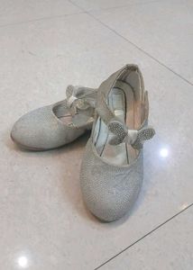 Sparkly Silver Flats with Bow
