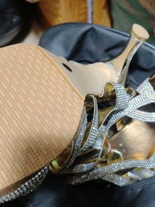 Sparkling Embellished Gold Sandals