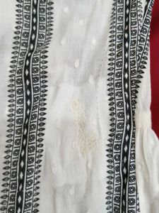 White &amp; Black Striped Kurta