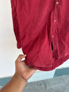 Maroon Long Sleeve Button-Up Shirt