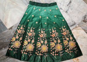 Green Embroidered Lehenga Choli Set