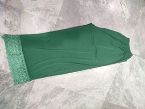 Elegant Green Palazzo Pants with Lace Trim