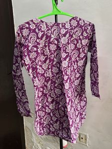 Purple Floral Print Kurta