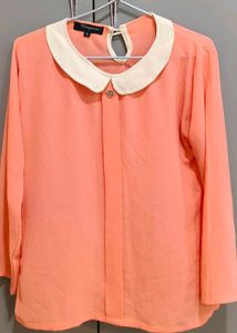 Peach Peter Pan Collar Top