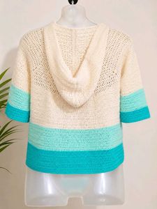 Crocheted Striped Button-Up Cardigan