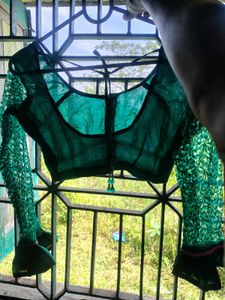 Emerald Green Lace Sleeve Blouse✨