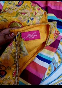 Vibrant Yellow &amp; Pink Kurta Set