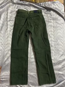 Dark Green Straight Leg Jeans
