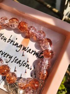 Peach Bracelet with Lotus Charm