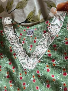 Vintage Green Floral Kurti