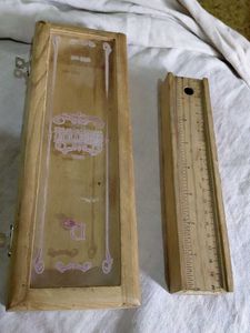 Vintage Wooden Pencil Box with Ruler combo