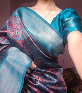 Silk Saree With Copper Zari Work✨️