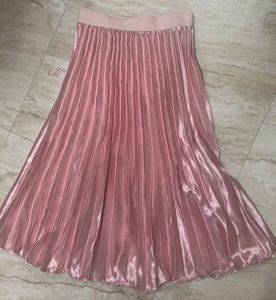 Satin Pleated Midi Skirt