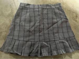 Plaid Design Fishtail Skirt With Built in Shorts