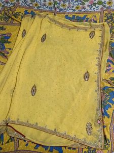 Beautiful Yellow Embellished Saree