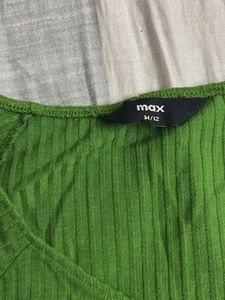 Green V-neck Top