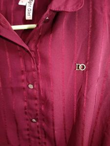 Maroon Pleated Sleeve Top