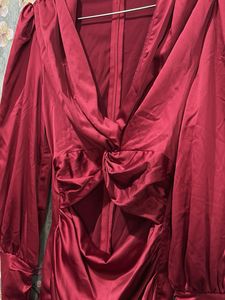 Elegant Red Satin Dress