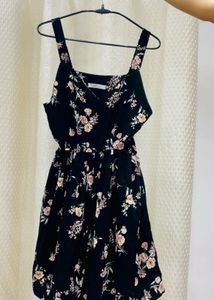 Floral Print Black Mini Dress