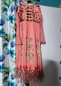 Unstitched Party Wear Ethnic Gown With Beautiful E