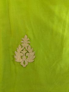 Vibrant Green Saree with Golden Border