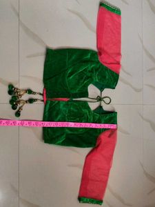 Pink Lehenga Choli Set with Green Blouse