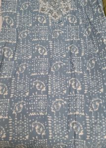 Fashor Light Blue Kurta With Work On Neck