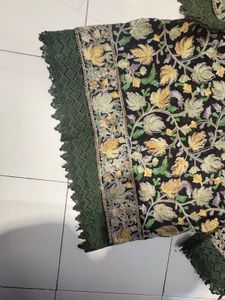 Embroidered Black Kurta with Green Lace
