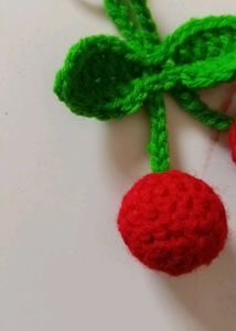 Crocheted Cherry keychain 🍒