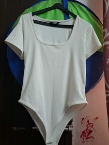 white Ribbed Bodysuit