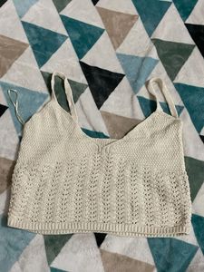 ARDENE Cream Knit Cropped Tank Top