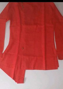Orange Cotton Kurta for Men