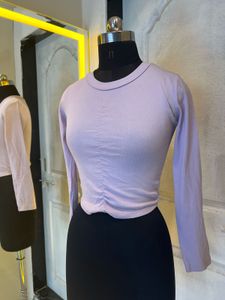 Lilac Ruched Long Sleeve Crop Top